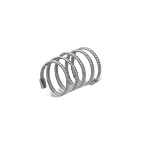 Anillo Carmín Plata 925 Espiral de Hilos de Plata Gris Claro