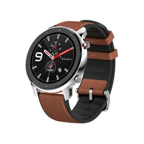 Smartwatch Amazfit GTR 47 mm de cuero marrón y acero