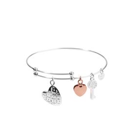 Pulsera Carmin Semi Rígida Plata 925 Charm Corazón