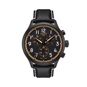 Reloj Tissot Chrono XL Vintage para hombre de cuero negro 1166173605202