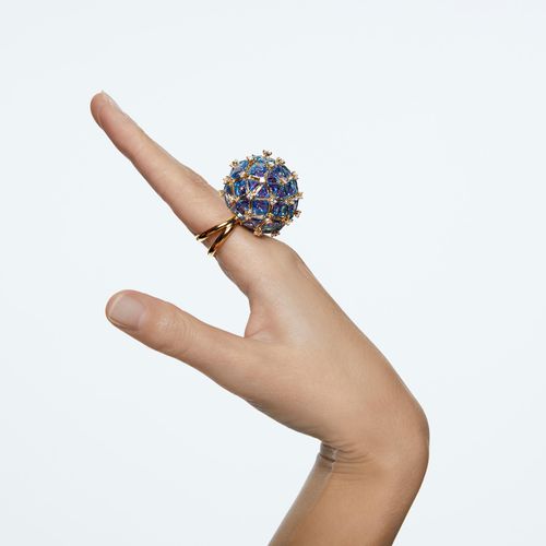 Anillo Swarovski Curiosa Circulo Azul con dorado