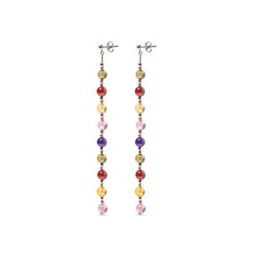 Aros Colgantes Carmín Multicolor de Plata 925