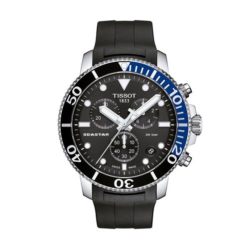 Reloj Tissot Seastar 1000 Quartz Chronograph para hombre de silicona negro 1204171705102