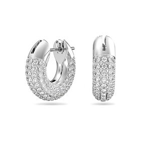 Pendientes de aro Swarovski Dextera Pavé Pequeños Blanco con Baño de rodio