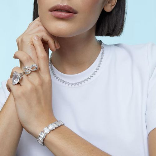 Pulsera Swarovski Millenia Cristales talla octagonal Blanco con Baño de rodio