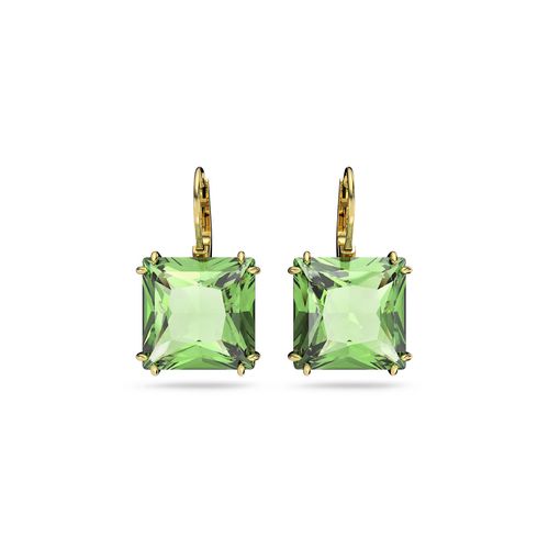 Aros Swarovski Millenia Cristal de talla cuadrada Verdes con Baño tono oro