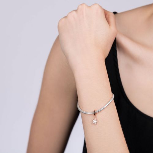 Dije Carmín Colgante Estrella de Plata 925 Pave con baño Rose
