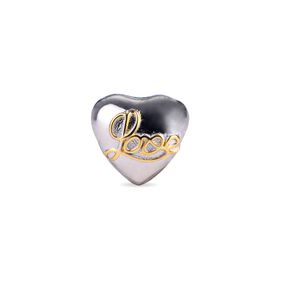 Dije Carmín Corazón & Love de Plata 925 combinado con Dorado