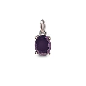 Dije Carmín Cristal de Plata 925 Con Piedra Negra