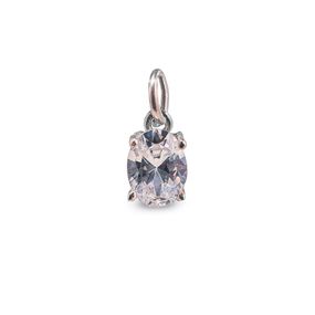 Dije Carmín Cristal de Plata 925 Con Piedra Blanca