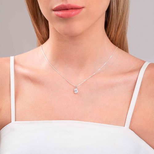 Dije Carmín Cristal de Plata 925 Con Piedra Blanca