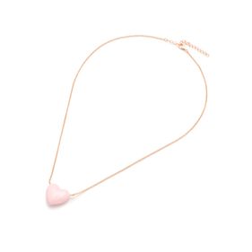 Colgante Carmín Corazón Esmaltado Rosa Cadena de Plata 925 con Baño Rosé