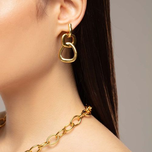 Aros Carmín Colgantes Sea en Plata 925 con Baño Dorado