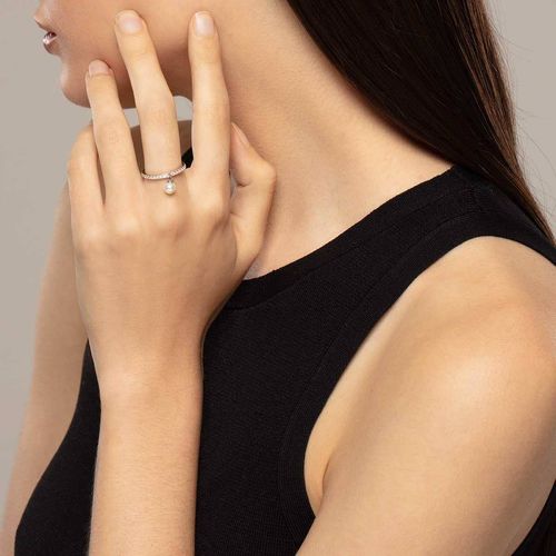 Anillo Carmín Sin Fin de Plata 925 con Perla