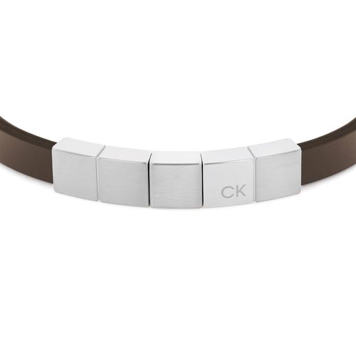 Pulsera Calvin Klein Minimalistic Squares de cuero plateado 35000490