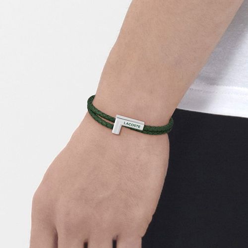 Pulsera Lacoste Swarm de cuero plateado 2040151S