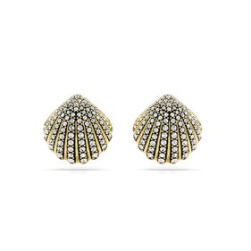 Pendientes Swarovski de botón Idyllia Caracola Blancos Baño tono oro