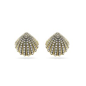 Pendientes Swarovski de botón Idyllia Caracola Blancos Baño tono oro