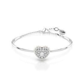 Brazalete Swarovski Hyperbola Corazón Blanco Baño en rodio