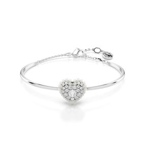 Brazalete Swarovski Hyperbola Corazón Blanco Baño en rodio