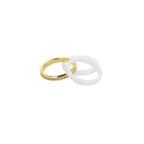Anillo Carmín Nube Trio de Plata Dorado