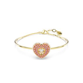 Brazalete Swarovski Hyperbola,Corazón Rosa con baño tono oro