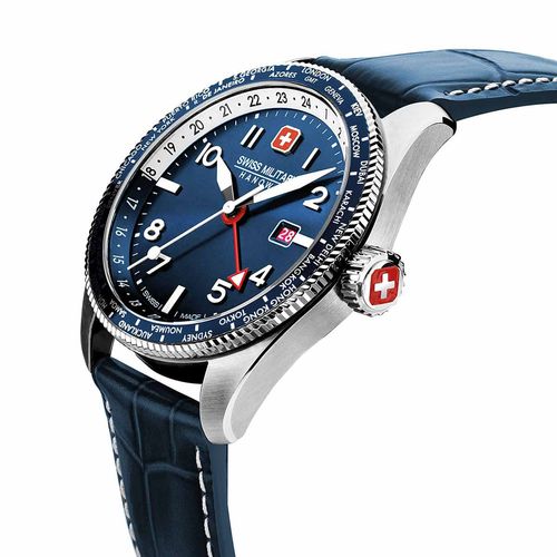 Reloj Swiss Military Hanowa Hawk Eye para hombre de cuero azul