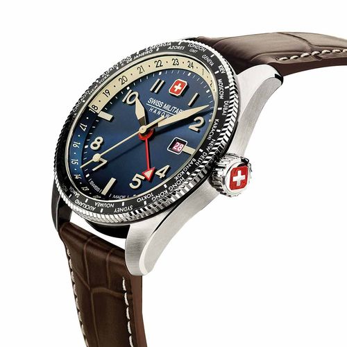 Reloj Swiss Military Hanowa Hawk Eye para hombre de cuero marrón