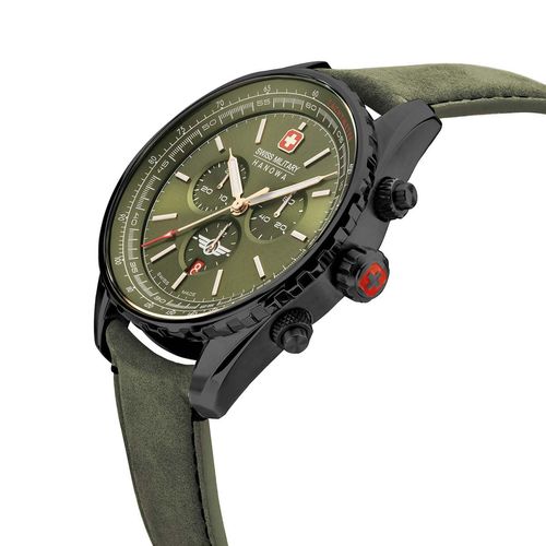 Reloj Swiss Military Hanowa Afterburn Chrono para hombre de cuero verde