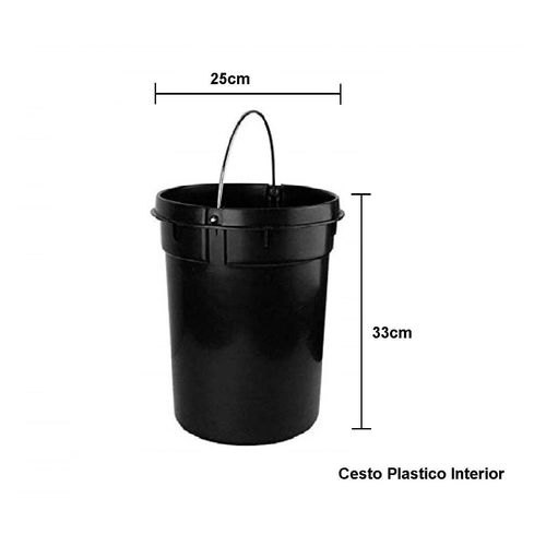 Cesto Residuo Hogar Actual Acero 12Lts Negro