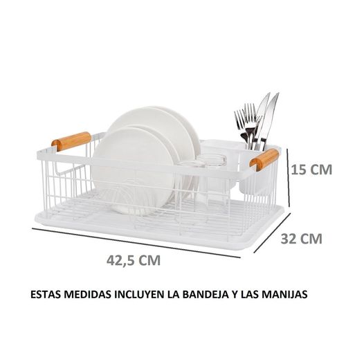 Escurreplatos Hogar Actual 12 platos Mango Madera Blanco