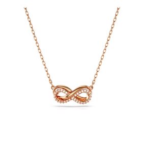 Colgante Swarovski Hyperbola Pavé Símbolo del infinito Blanco con Baño tono oro Rosa