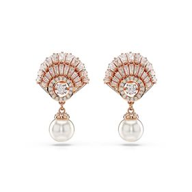 Pendientes Swarovski Idyllia Perla de Cristal Concha de Mar Blancos con Baño tono Oro Rosa