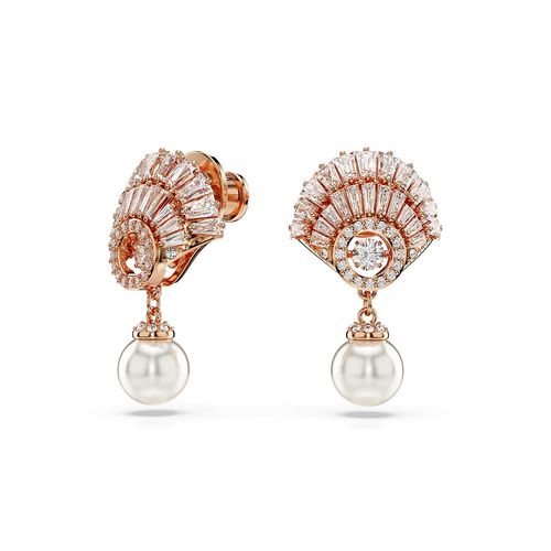 Pendientes Swarovski Idyllia Perla de Cristal Concha de Mar Blancos con Baño tono Oro Rosa