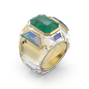 Anillo Swarovski de cóctel Chroma Verde con Baño tono Oro - 55