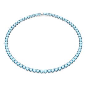 Collar Swarovski Matrix Tennis Redondo, Medio Azul con Baño de Rodio