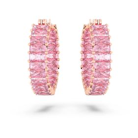 Pendientes Swarovski Matrix Talla Baguette Rosas Con Baño Tono Oro Rosa