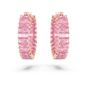 Pendientes Swarovski Matrix Talla Baguette Rosas Con Baño Tono Oro Rosa