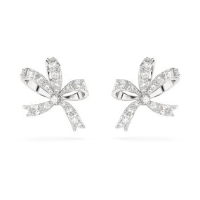 Pendientes Swarovski Volta Lazo Pequeños Blancos Con Baño De Rodio