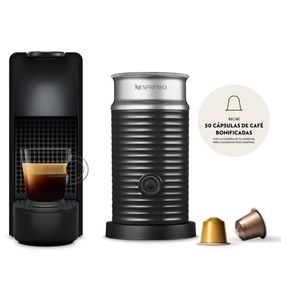 Cafetera Nespresso Essenza Mini Rect + Aeroccino Negra