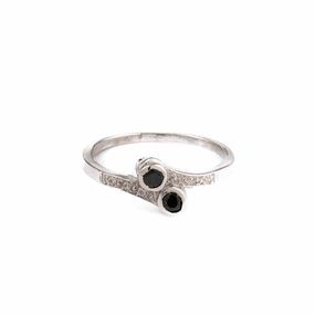 Anillo Carmín de Plata 925 Venecia con Cristal Negro