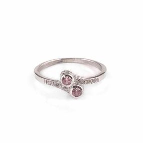 Anillo Carmín de Plata 925 Venecia con Cristal Rosa