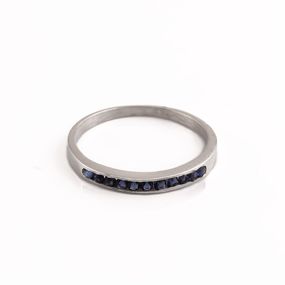 Anillo Carmín de Plata 925 Croma con Cristal Azul
