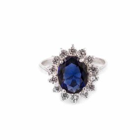 Anillo Carmín de Plata 925 Princesa Maia con Cristal Azul