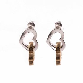 Aros Carmín de Plata con Baño Dorado