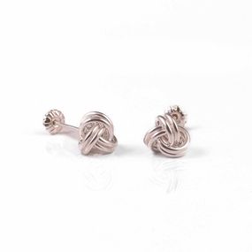 Aros Carmín de Plata en Forma de Nudo Pasador Fijo
