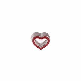 Charm Carmín Corazón de Plata y Esmalte Rojo