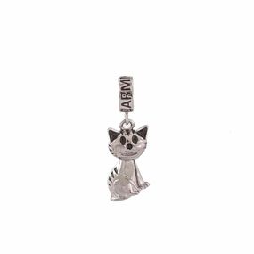 Charm Carmín Gatito Colgante de Plata
