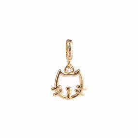 Charm Carmín Gatito Colgante Dorado