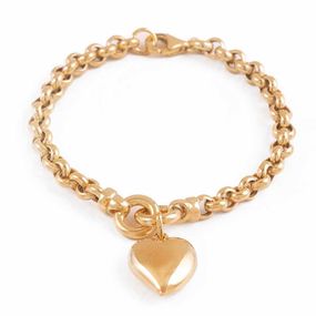 Pulsera de Plata 925 Venice con Baño Dorado con Eslabones y Corazon